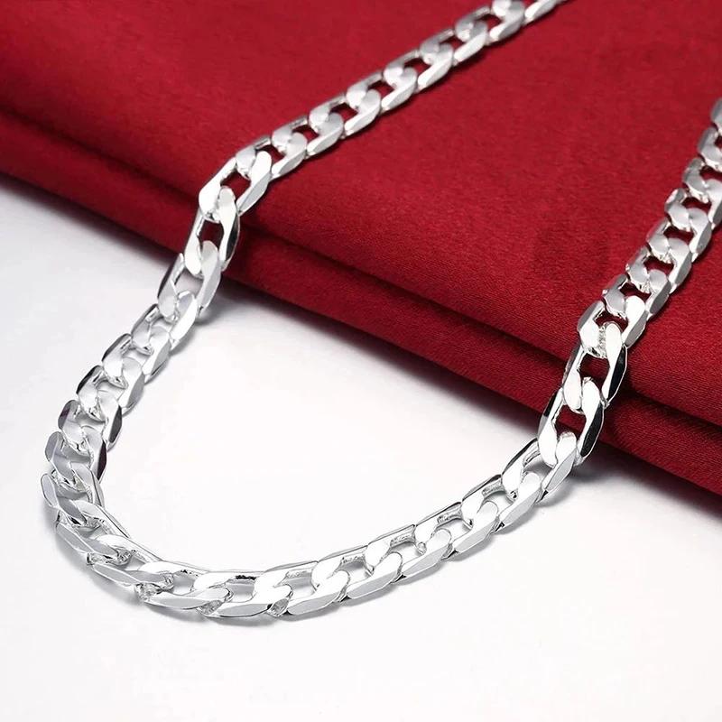 925 Silver Necklace For Men's Women 16/18/20/22/24 Inches Classic 6MM Chain Luxury Jewelry Wedding Christmas Gifts