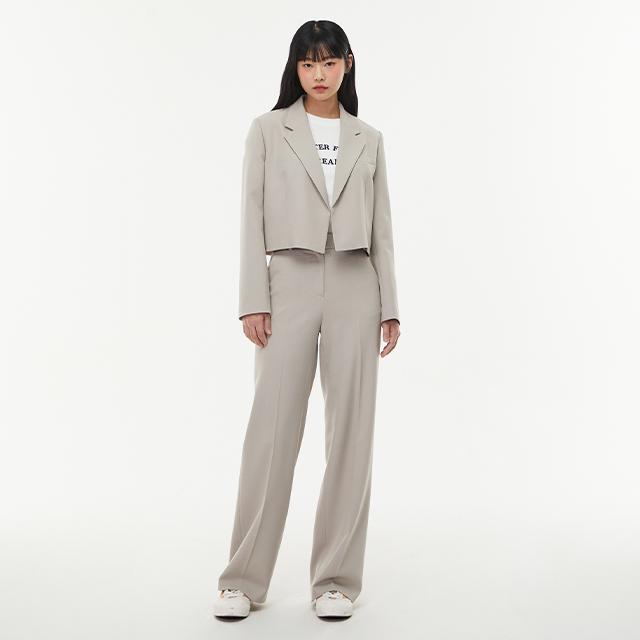 LAP (Set-Bottoms) Hidden Elastic Waist Straight Wide Pants Aq1Wp264