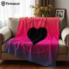 Gradient Ring Black Heart Art Soft Flannel Blanket Breathable Warm Throw for Office Car Sofa Kids Room Birthday Xmas Gift