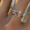 Romantische holle hart kubieke zirkonia ringen voor vrouwen luxe gouden kleur verlovingsring bruid bruiloft sieraden