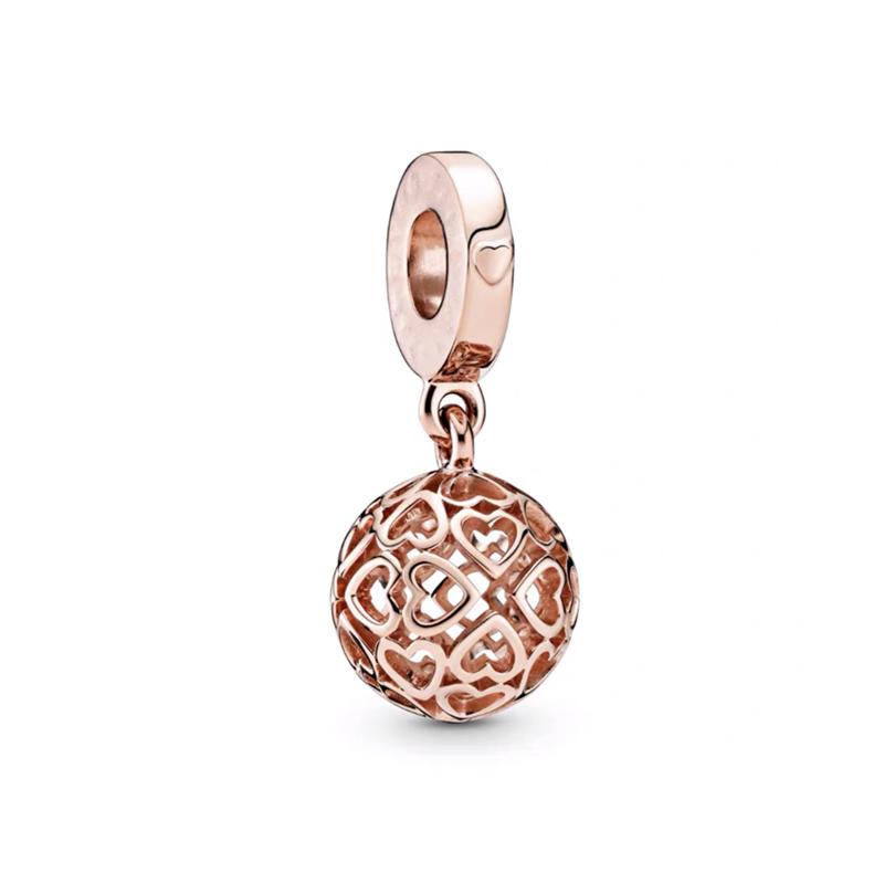 Rosegoud verguld Prachtig Kralen Sprankelende Roze Heteluchtballon Dangle Bedel voor Vrouwen passend op Europese Originele Armband DIY Sieraden