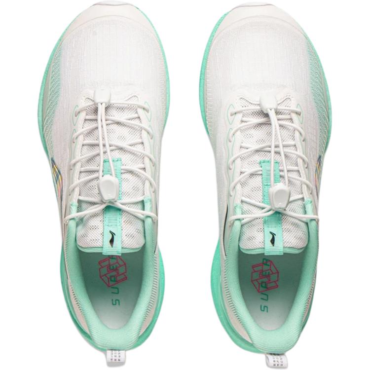Li Ning YOUNG Running Low Top Running Shoes White Green Teenagers YKFV092-1