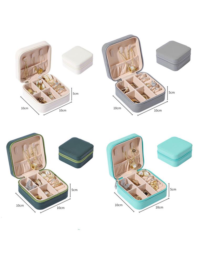 Portable Jewelry Box Jewelry Organizer Display Travel Jewelry Case Boxes Button Leather Storage Zipper Jewelers