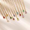 Jewelry Pear Shaped Water Drop Zircon Moon Birthstone Birthstone Necklace Plated 1 Gold Clavicle Chain Stainless Steel