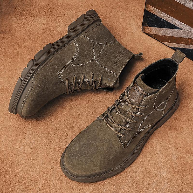 Mode Mode Heren Casual Leer Hoge Top Schoenen Vrije Tijd Wandelen Heren Enkellaarzen Antislip Heren Motorlaarzen Handgemaakt Mannen Biker Botas