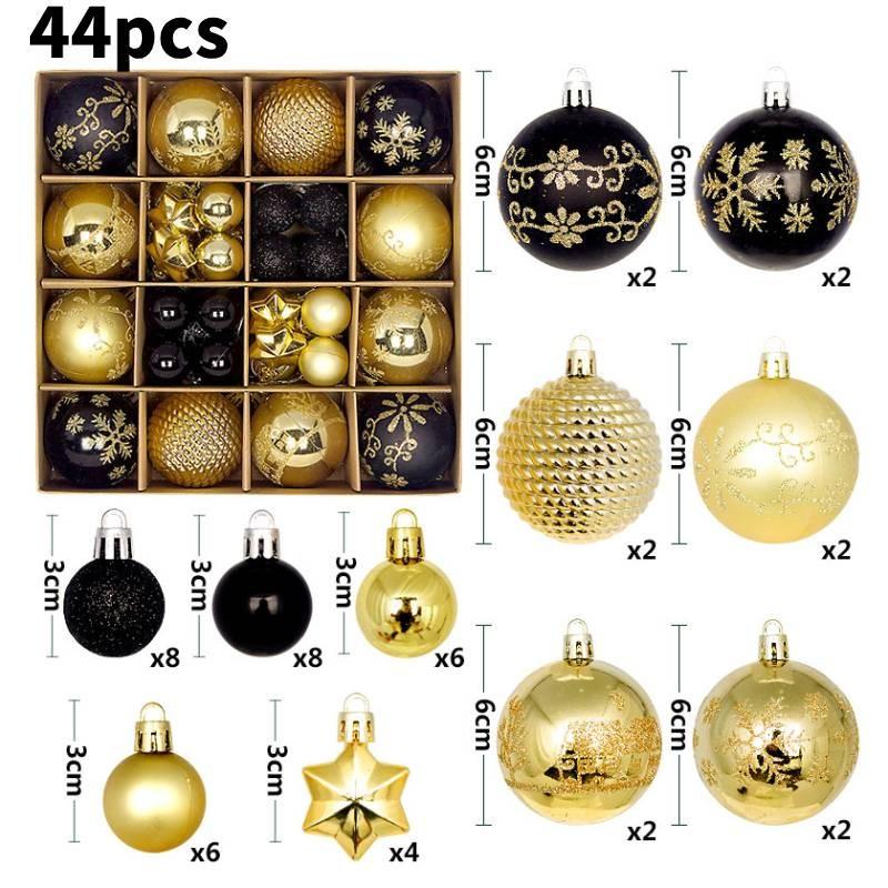 Atemberaubendes 44-teiliges buntes Weihnachtskugel-Set in einzigartigen Formen für festliche Dekoration