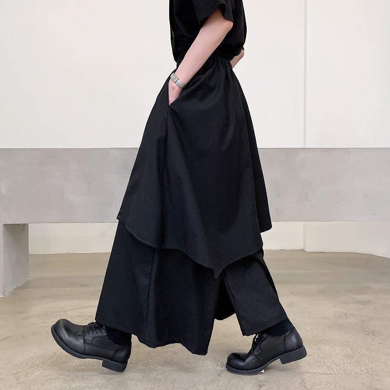 Pánské tmavé nepravidelné samurajské kalhoty s japonskou stuhou Yohji Yamamoto
