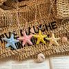 Dopamine Long And Short Beaded Starfish Necklace For Women Summer Seaside Holiday Style Exaggerated Clavicle Chain Accessories