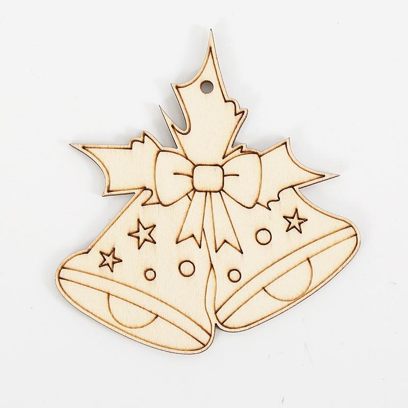 10 Peças Padrão de Desenho Animado de Natal Placa de Madeira Incolor e Corda de Cânhamo - Pintura Manual Pingente de Árvore de Natal Decorações de Natal