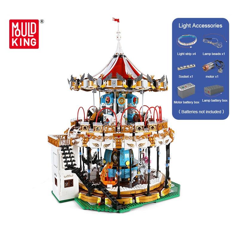 MOULD KING Building Blocks Creative The MKingLand Carousel Playground Model Assembly Bricks Toys for Kids Christmas Gifts