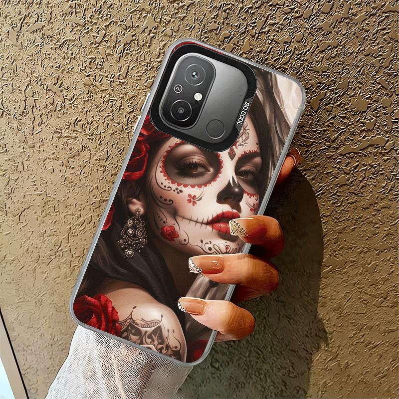 Catrina Beautiful Rose Girl Skull Shockproof Phone Case for Xiaomi Poco X7 X6 X5 X3 Pro F7 Ultra M8 Redmi 15C 15 14C 13C 12C 10C