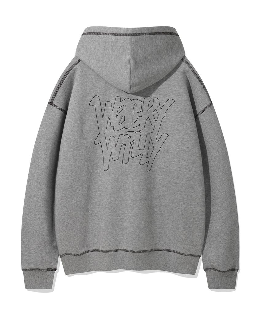 Stitch Lettering Hoodie Gray