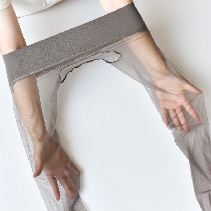 Seamless 360 Core-Spun Plus Size Transparent Black Smooth Touch Open Crotch Summer Stockings