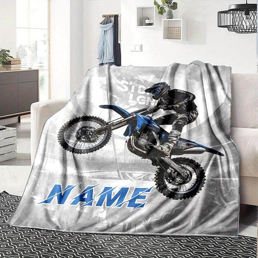 Dirt Bike Motocross Home Customize Your Name Blankets Comfortable Soft Lightweight Allseason Multipurpose Blanket For Picnics Sofas Offices Beds