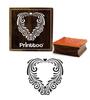 Printtoo Heart Pattern Scrap-booking Brown Square Wooden Rubber Stamp Card Making-2 X 2