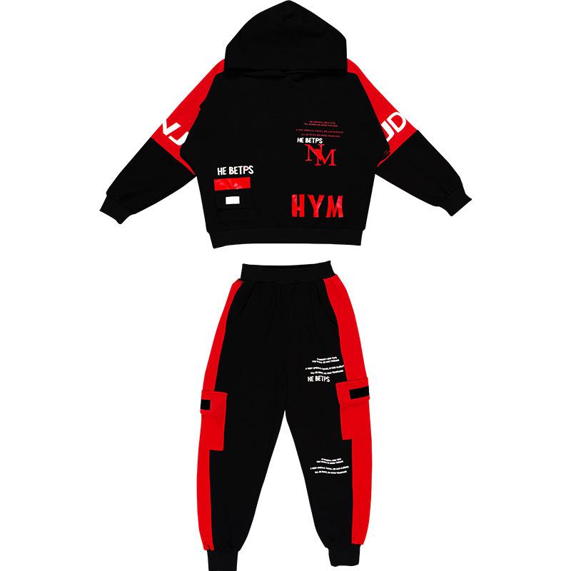 Spring Autumn Tracksuit Children Boy Clothes Teenager Letters Hooded Top Shirts Sweatshirt + Ankle Pant 5~12 Year