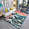 Japanese Art Kanagawa Waves Carpet for Living Room Home Decor Large Area Rug Bedroom Floor Rug Non-slip Easy Washable Mat