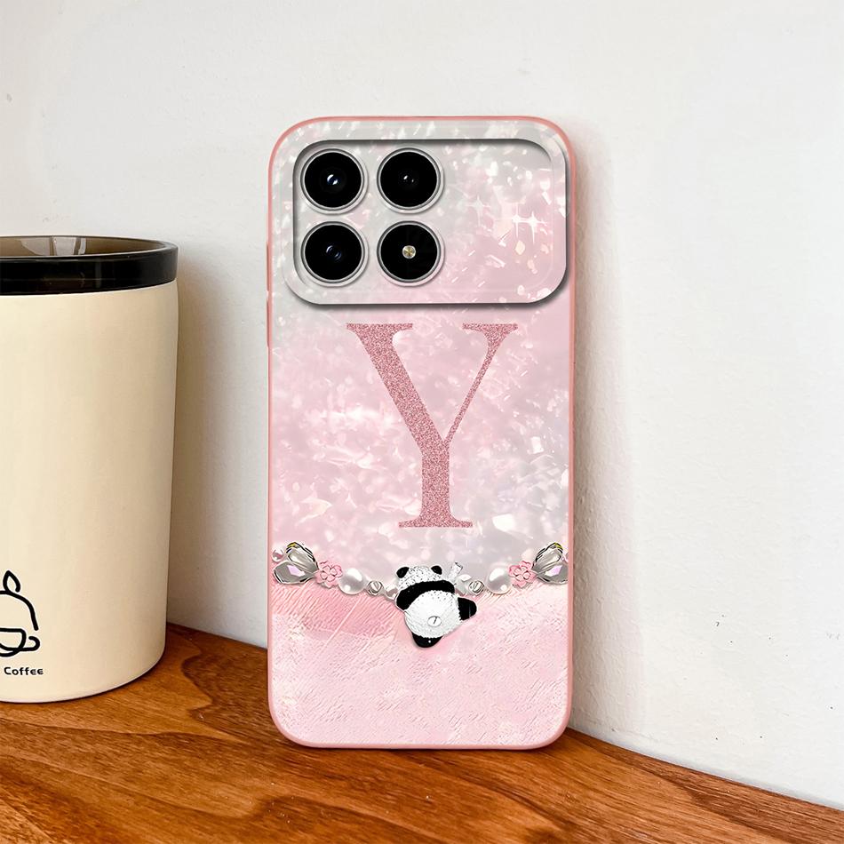 Phone Case For Redmi K90 / K90 Pro Max Cute Panda Letters Soft Smooth Liquid Silicone Funda For Redmi K 90 Full Protection Cover