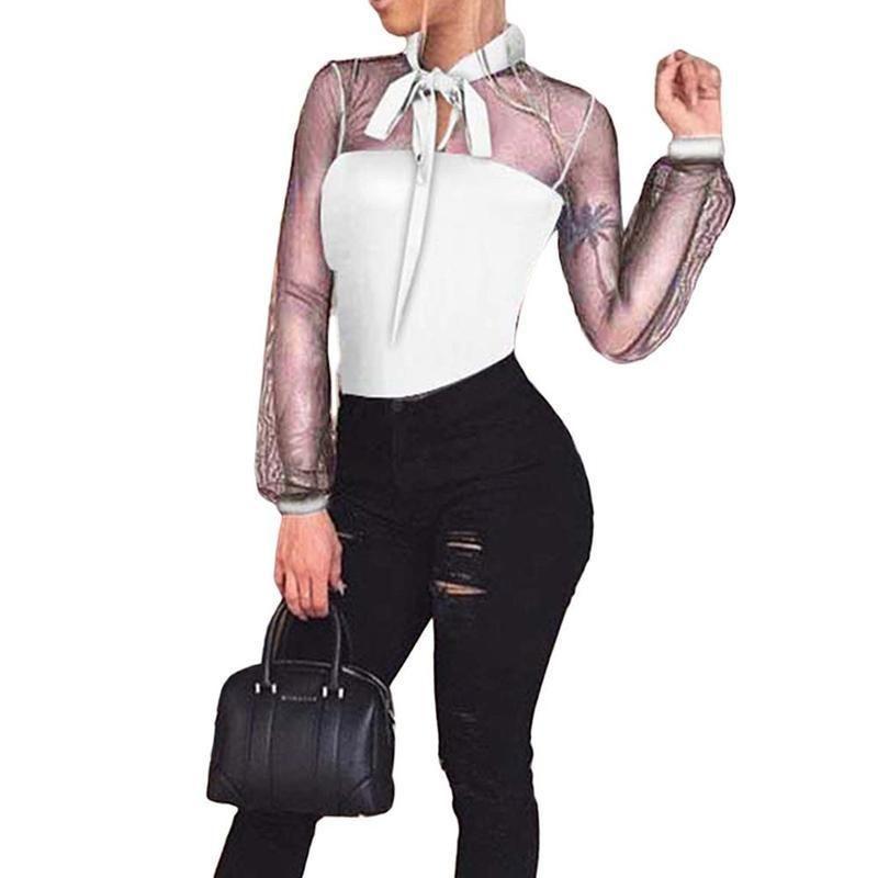 Long Women Sleeve Sexy Stretch Bodycon Bodysuit Tops Casual Leotard Plain Shirt