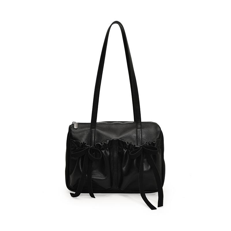 Bow Pleated Tote Bag Autumn And Winter High Texture Lightweight Trendy Fashion Versatile Shoulder Messenger Bag