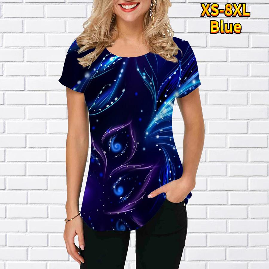 Maglietta estiva da donna Stampa T-shirt a maniche corte Top stampati casual
