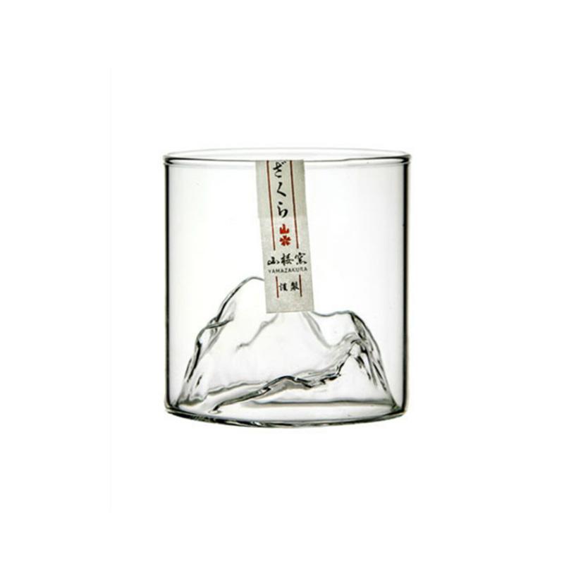Hot Clear Grote Japanse 3D Mountain Whiskey Bril Vintage Ijsberg Whisky Wijn Proeverij Cup Hout Geschenkdoos Cognac Wodka Tumbler
