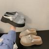Muffin Platform Loafers Women's New Spring and Summer Explosion Retro Woven Bag Head Half Slippers Small Sandals