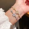 Korean Exquisite Sparkling Full of Zircon Flowers Pendant Bracelets for Women Designer Jewelry Stainless Steel Accessories Gifts