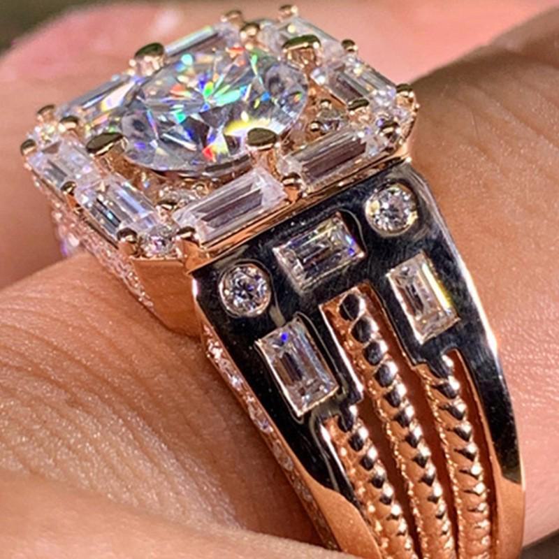 Weiya Luxury Silver and Zircon Wedding Ring for Men & Women