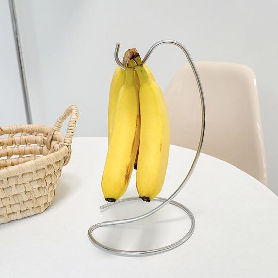 Banana Hanger, Stainless Steel with Hook Fruit Stand, Keep Bananas Free Longer, Space-Saving Rack for Kitchen Countertop
