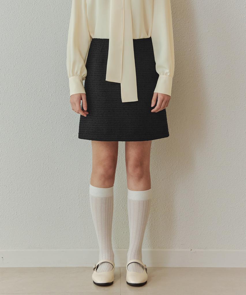 Zero Street [4 Colors] Creamy Tweed Skirt