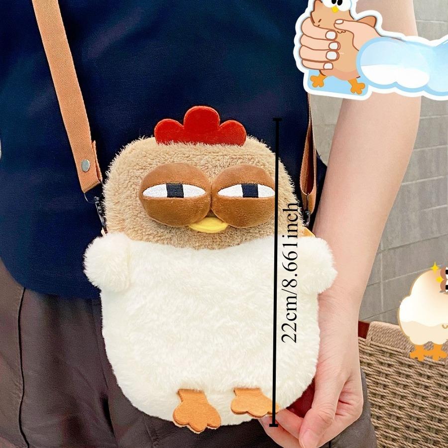 Borsa a Spalla Gallina Brutta Pelliccia Pollo Peluche Borsa a Mano Chiave a Forma di Pollo Divertente Kawaii Bambola Borsa a Tracolla per Donna Regalo di Compleanno