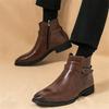 New Winter Fashion Designer Pointed Black Brown Chelsea Ankle Boots For Men Casual Luxury Brand High-top Shoes Zapatos Hombre
