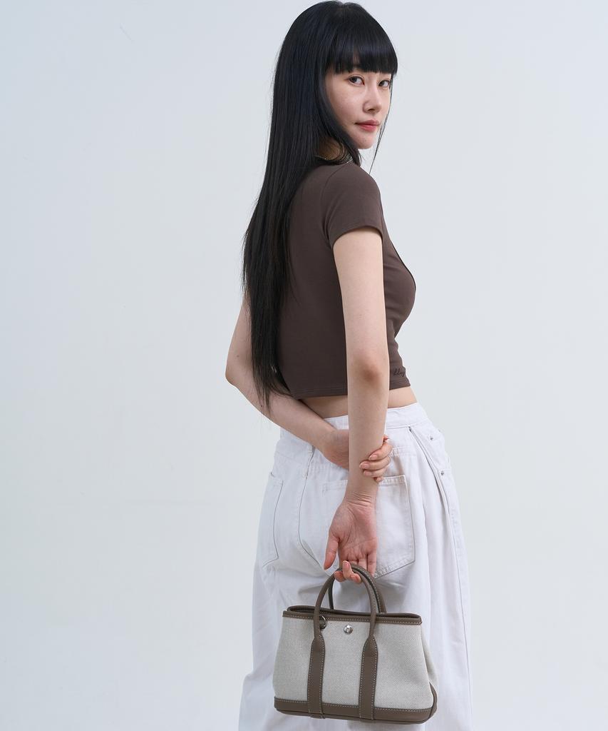 Yuseuteule Piping Slim Fit Short Sleeve T-Shirt (Brown)