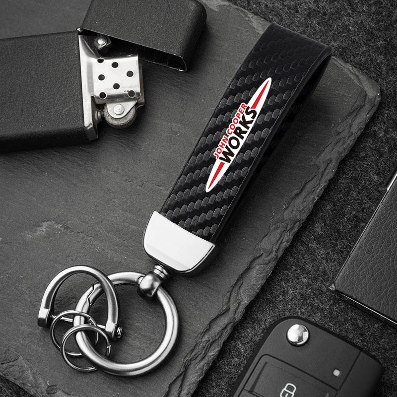 4S Dealership Car Emblem Keychain Calfskin Auto Key Chains For MINI One Cooper JCW Countryman Clubman Cabrio Paceman Coupe WORKS Btrme66