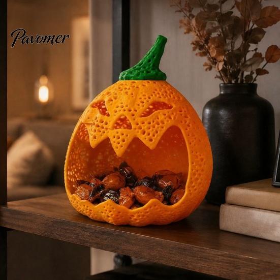 Halloween Gift Baskets for Desk Hollow Pumpkin Storage Ornament Halloween, Decorative Candy Holder, Creative Plastic Basket Kids Desktop Organizer