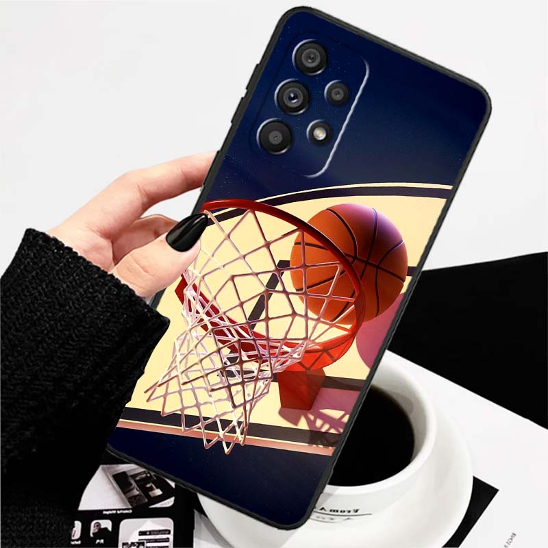 Sport Basketball Cool Für Samsung A73 A72 A71 A55 A54 A53 A52 A51 A13 A22 A16 A15 A12 A14 A26 A07 5G Schwarze Handyhülle