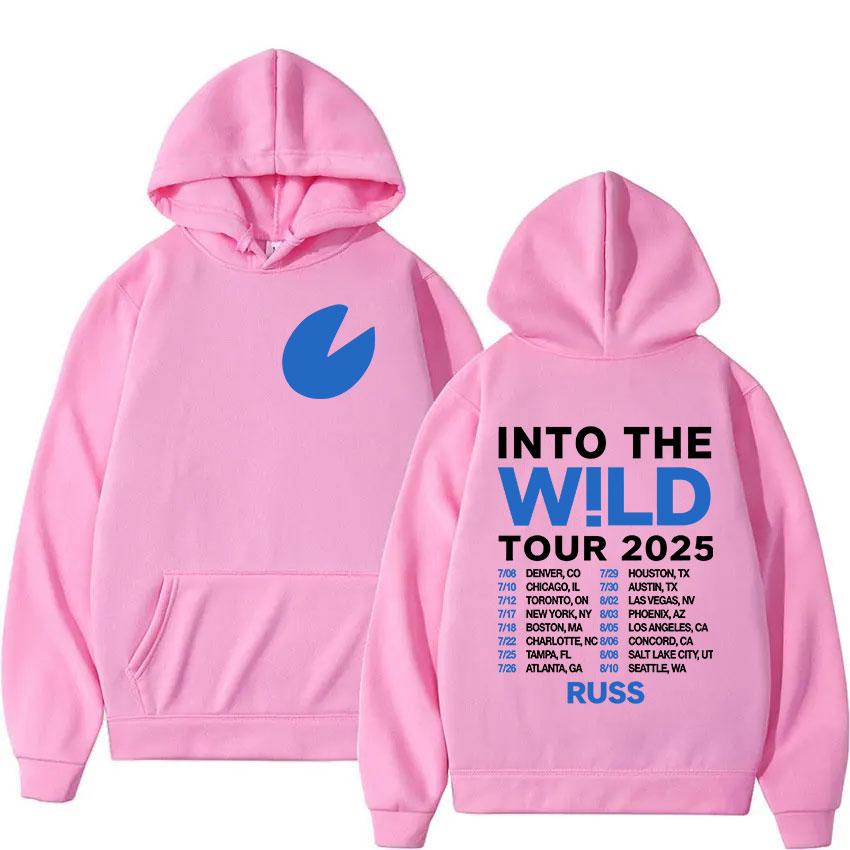 Rapper Russ Into The Wild Tour 2025 New Album Hoody Men Clothing Hip Hop Oversized Sweatshirt Fashion High Quality Fleece Hoodie