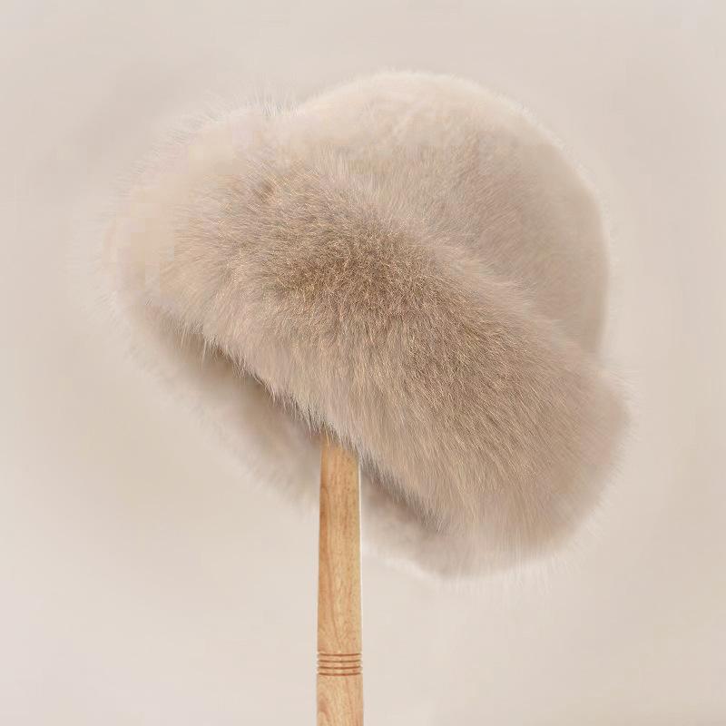 Korean Imitation Fur Velvet Hat for Women Winter Thick Toe Cap Ear Protection Basin Hat Japanese Warm Caps