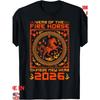 European Size Year of The Fire Horse Chinese New Year 2026 T-Shirt, Adult Tee for Women 2025 Summer Short-sleeved Printed T-shirt