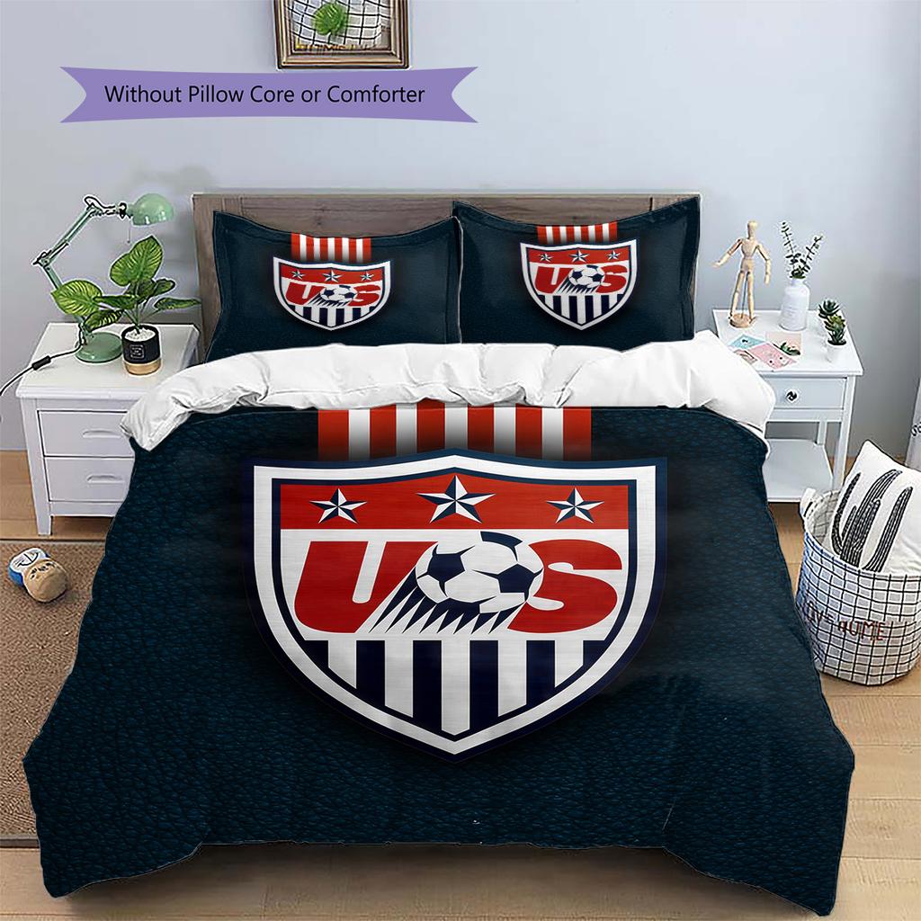 USMNT Pattern Bedding Quilt Set Home Decoration Gift (1 * duvet cover + 2 * pillowcase without core)