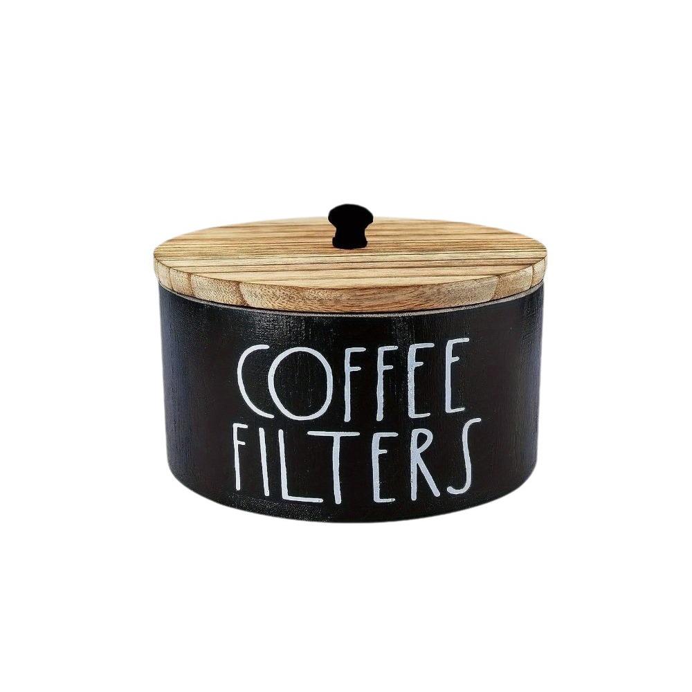 Dust-proof Coffee Filter Paper Storage Container Wooden Coffee Filter Organizer Camping