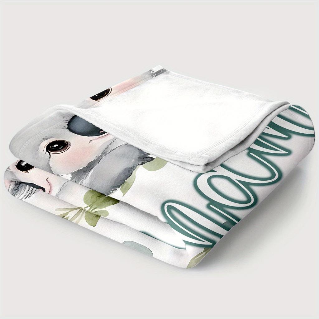 Soft Flannel Throw Blanket Watercolor Koala Pink Rose Floral Print Lightweight Cozy Sofa Bed Home Decor Blanket