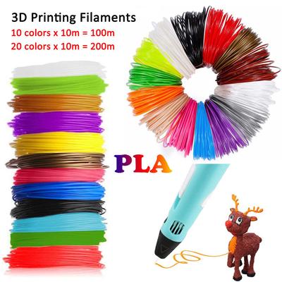 3D Printing PLA Filament 10/20 Colors Environmentally Friendly 1.75mm 3D Pen Printing Materials 100/200 Meters.