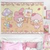 My Melody Sweet Bedroom Tapestry, Cute Pastel Cartoon Wall Hanging, Soft Polyester Print For Girls Bedroom Dorm Decor, Kawaii