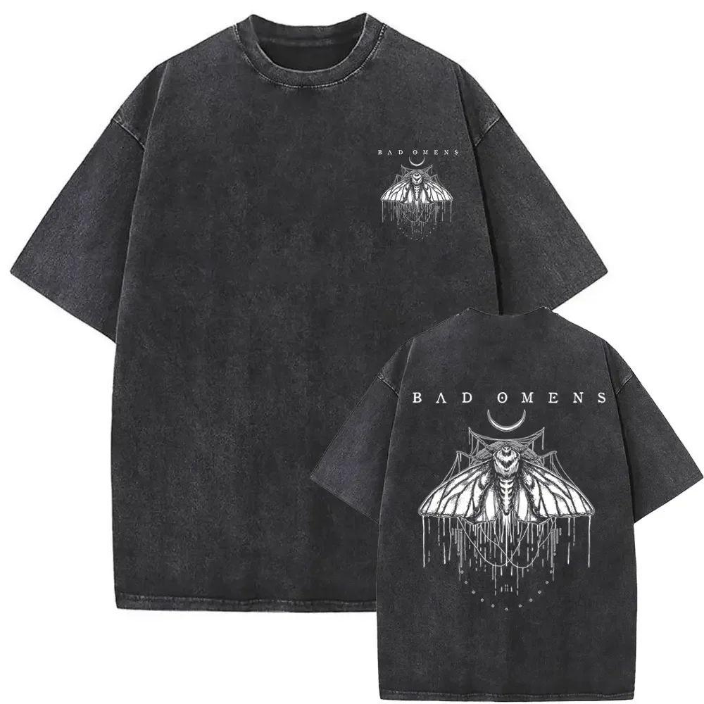 Mens Clothes Tee Shirt Homme Graphic T-Shirts Men Tshirt for Men Ropa Hombre Washed Vintage Bad Omens Print New In Top