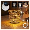 Crystal Table Lamp, Diamond Table Light, Bedside, USB Rechargeable, 3 Bright Colors, Room Night Light, Bedroom Ambient Lighting, Cordless Decorative T