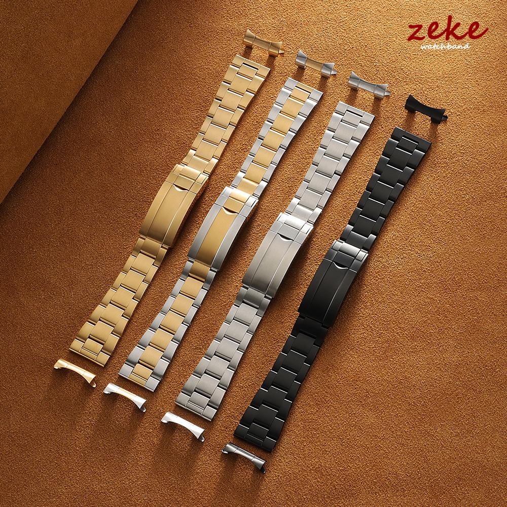 Luxe Gebogen Eind Roestvrij Staal Armband Vouwsluiting Horlogebanden 20mm 21mm 22mm voor Rolex voor Oyster Perpetual Polsband