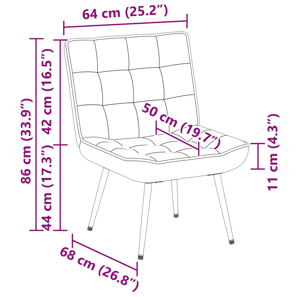 Relax Chair Brown 64 X 74 X 84 Cm Velvet