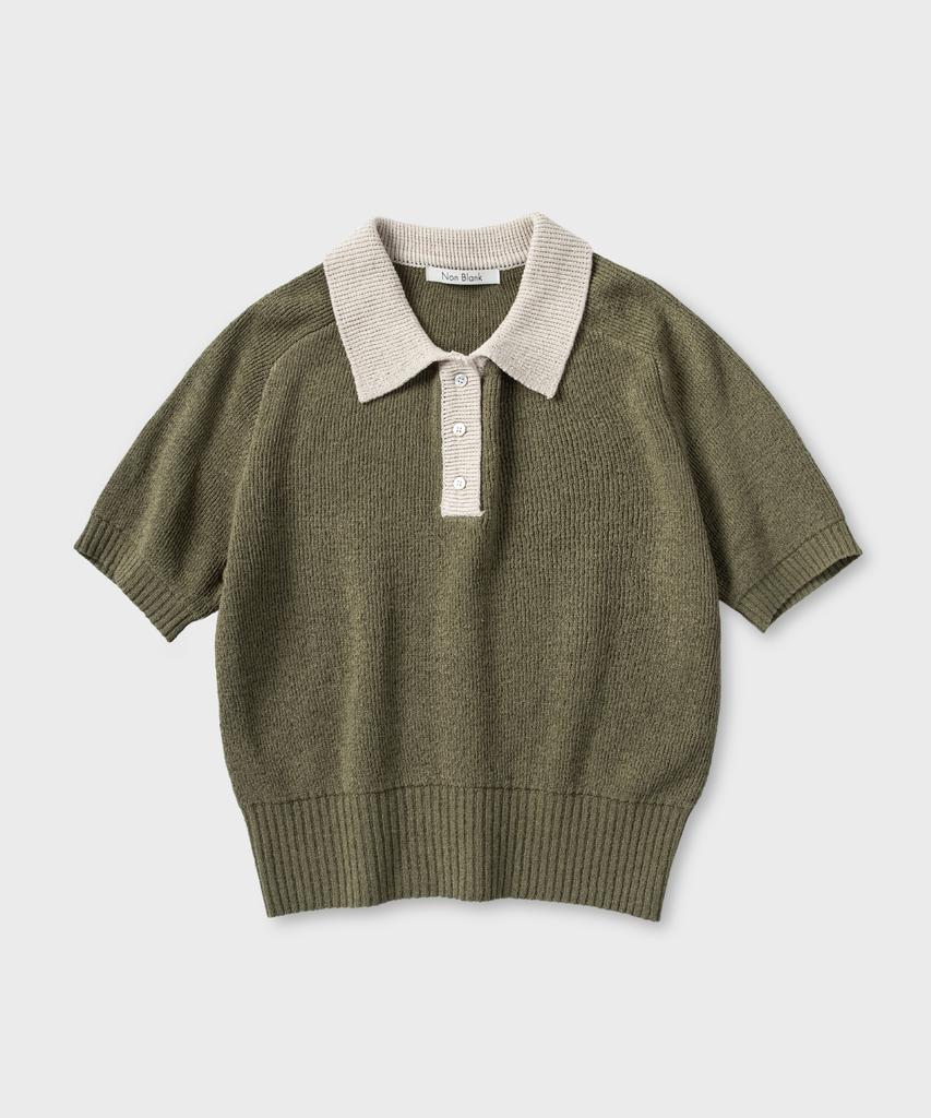 NONBLANK Raglan Half Sleeve Collar Knit_Deep Green